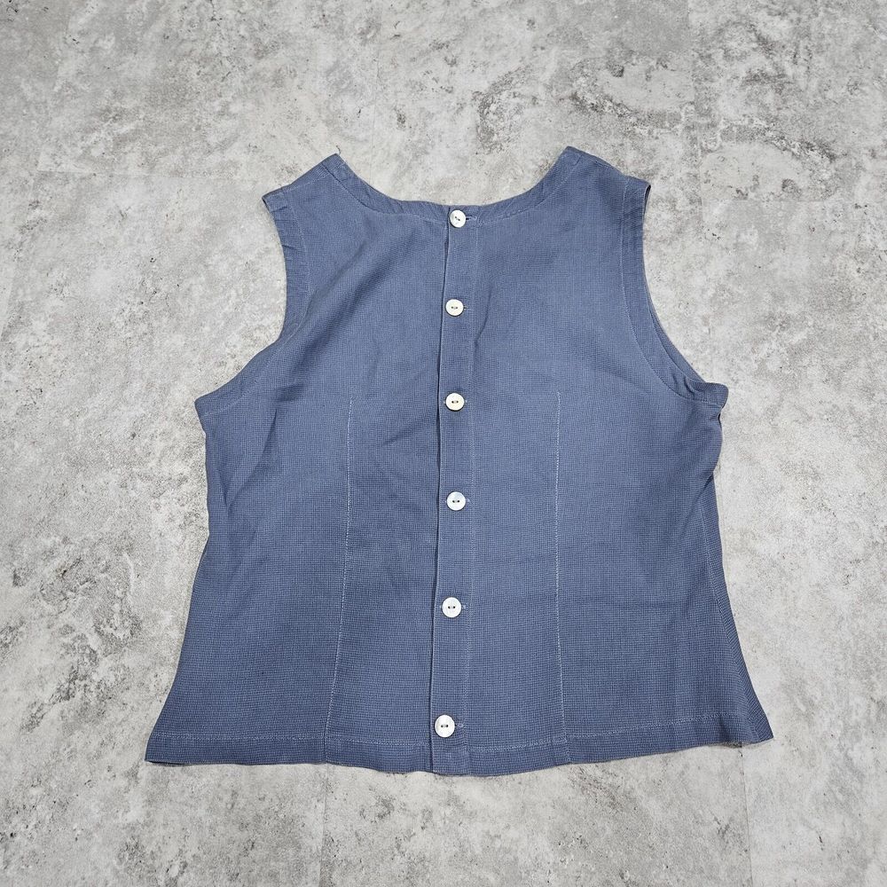Holt Renfrew Women's‎ T-Shirt 10 Blue 100% Silk Sleeveless Round Neck Basic